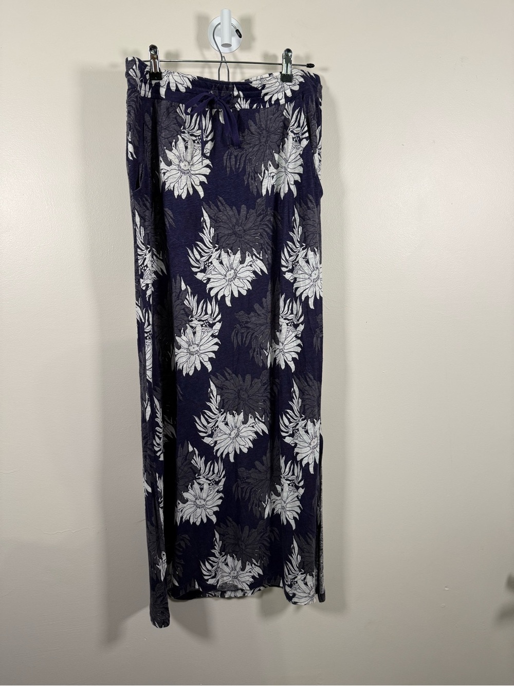 LOFT Navy and White Floral Maxi Skirt
